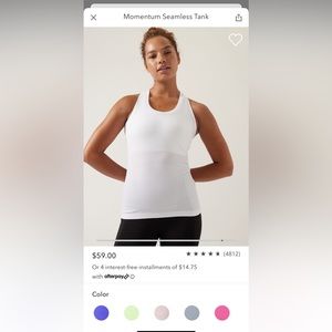 Athleta momentum tank, white, large